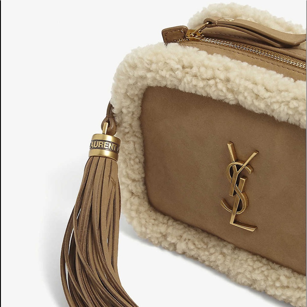 YSL Lou TEDDY LOGO Belt Bag Shearling & Nubuck Bumbag Sherpa SAINT LAURENT - Picture 4 of 15